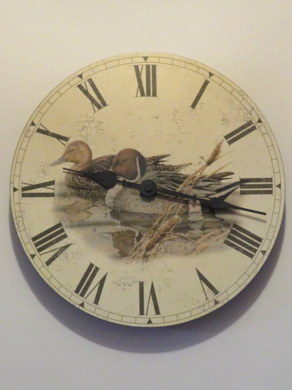 Wellgain Ducks Design Clock 11.5" Diameter Wood Grain Working (K793)